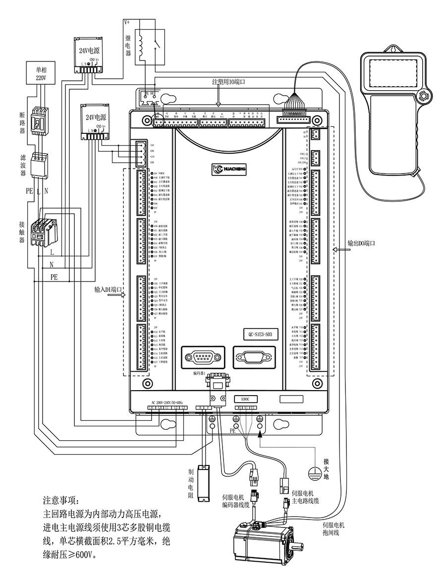QC-S1E注塑驅(qū)控一體(ti) 接線說明